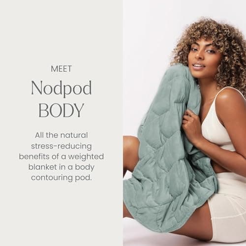 Nodpod Bundle - Weighted Blanket & Sleep Mask – Ultra-Soft Body Blanket with Glass Beads + Light-Blocking Eye Mask – Relaxation, Comfort, Travel & Better Sleep - Sage 7