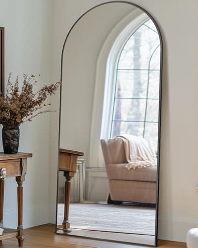 Antok Full Length Mirror, 71"x28" Arched Floor Mirror, Mirror Full Length with Stand, Wall Mounted Mirrors for Living Room Bedroom,Black 7