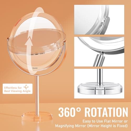 Auxmir 20X Magnifying Makeup Mirror, Double Sided 1X/20X Magnifying Mirror, Tabletop Magnified Vanity Mirror with Magnification, 360° Rotation, Stand for Dressing Table, Bathroom, Bedroom 6