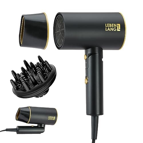 LEBENLANG Ionic Hair Dryer 1875W - Compact, Portable, Lightweight, with Diffuser and Bag for Travel