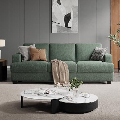 COPIAE 89 Inch Sofa with Extra Deep Seats Oversize, 3 Seater Sofa for Living Room,Modern Couch and Sofa, Comfy Armrests and Seats and Backrests, Easy Installation, Light Green