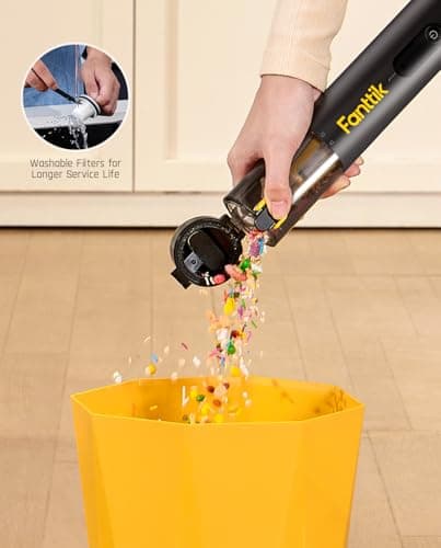 Fanttik Slim V10 APEX Cordless Car Vacuum, 4-in-1 Portable Mini Handheld Vac, 19kPa Suction Power, Upgraded Smart Digital Display, 2 Suction Modes for Small Jobs, Car, Office Desk, Keyboards (Black) 8