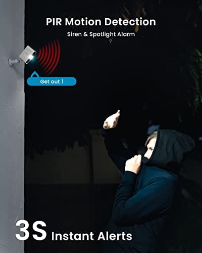 ieGeek Security Cameras Wireless Outdoor, 2K 3MP Battery Powered WiFi Security Camera with Spotlight & Siren Alarm, 2-Way Audio, Color Night Vision, AI Detection for Home Security, Works with Alexa 5