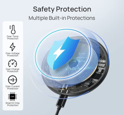 Eazpower Wireless Charger for Thick Cases of 10MM/Popsocket/OtterBox, Phone Charger Pad, 15W Max Wireless Charging Pad for iPhone 16 Pro Max/15/14/13/12/11/Samsung Galaxy S24/S23/AirPods(with Adapter) 6