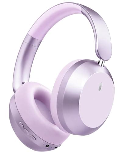 Y05 Bluetooth Headphones Wireless Over Ear with Microphone 48 Hours Playtime, High Sound Quality Foldable Soft Earpads Earphones for Travel - Purple