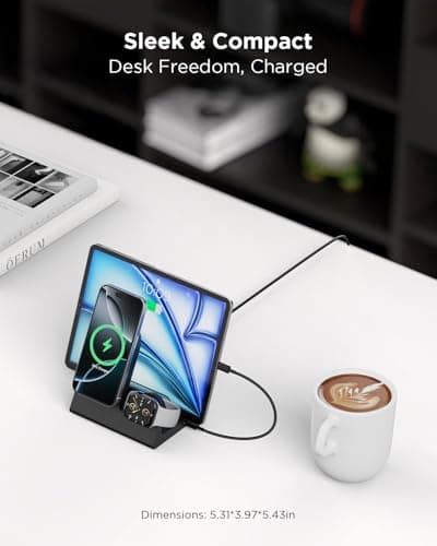 P1euusy Wireless Magnetic Charger for iPhone: 3-in-1 Charging Station for Multiple Devices Apple - 18W Charging Stand for iPhone 17 16 15 14 13 12 Pro Max Plus Apple Watch iPad Airpods 3/Pro 2nd 8