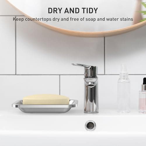 Stainless Steel Soap Dish, Large Double-Layer Draining Soap Holder, Metal Soap Dish for Bathroom, Shower, Kitchen and Sink Countertops 6