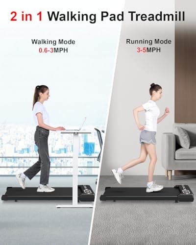 HomeFitnessCode Walking Pad, 5MPH Under Desk Portable Treadmill for Home Office, Compact & Small, Ultra Quiet<45dB with 300+ Lb Capacity, Remote Control, LCD Display, BK-FBM 6