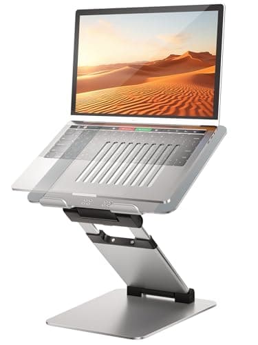 Ergonomic Laptop Stand for Desk, Sit to Stand Laptop Riser, Adjustable Height up to 21", Standing Computer Stand, Promote Healthy Posture Compatible with MacBook Air Pro, All Laptops 10-17"-Silver