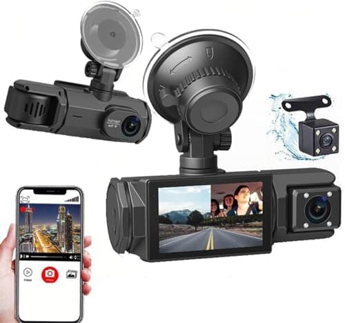 3 Lens Dash Cam Full HD 1080P Car DVR Blackbox Car Dash Camera with G-Sensor, Loop Recording and Motion Detection