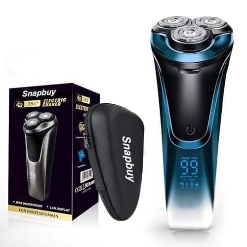 Snapbuy Electric Razor for Men, Waterproof Cordless Shaver with 90-Min Runtime,4D Floating Precision Blades System, Fast Charging, Travel-Friendly for Wet & Dry Use (Blue)