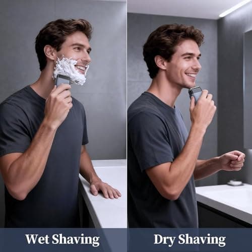 CLIKTAG Mini Electric Foil Shaver for Men - 3 Floating Blades, LED Display, USB-C Rechargeable, IPX7 Waterproof, Portable Wet/Dry Razor for Face, Ideal for Travel & Home 7
