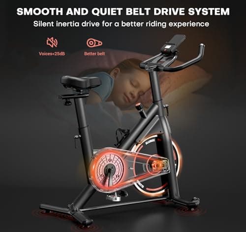 Exercise Bike, SLUNSE Brake Pad Stationary Bike for Home with App Compatible, Quiet Indoor Cycling Bike with 350lbs Weight Capacity Comfortable Seat, Digital Monitor for Home Gym Cardio Equipment 6