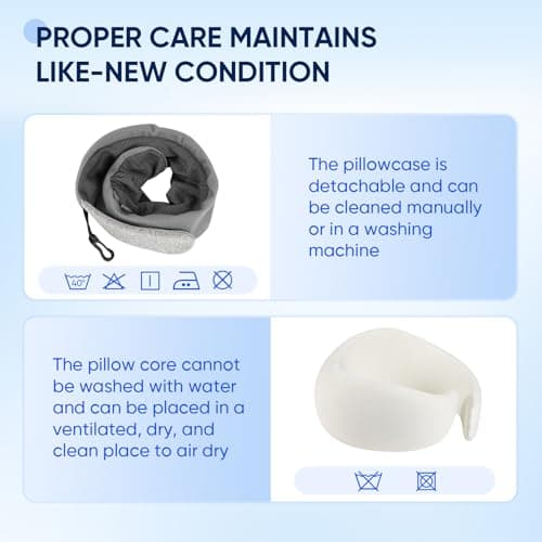 AOUBEI Compact Travel Neck Pillow with Chin Support, Portable Neck Pillow Airplane with Adjustable Strap & Washable Cover, Relieves Pain & Pressure for Quick Trips, Office, Car & Home Use 7