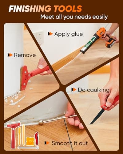Saker Electric Caulking Gun Cordless Caulk Gun Drip-free with Caulking Tools 4 Adjustable Speeds with LED Light 10oz/300ml for Kitchen Bathroom Filling, Sealing 2 Batteries 7