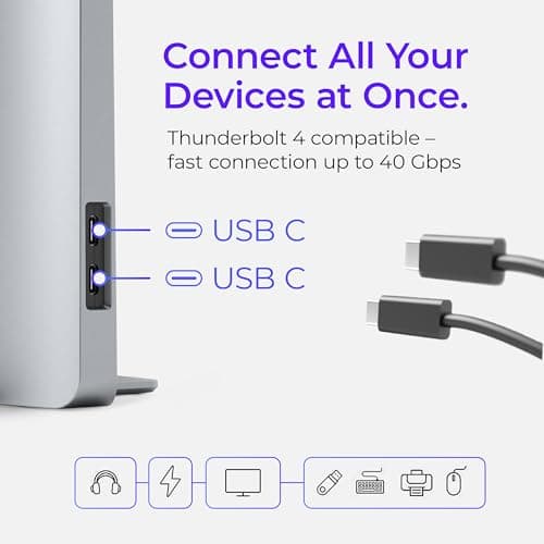 Dock for 13" 15" 16" MacBook Pro - Docking Station - Connect w/Two Thunderbolt 4 USB-C Ports - Mac Docking Station Hub for MacBook Pro 13, 15, 16 (2016-2020, 13" M1 & M2 2022) with Touch Bar 6