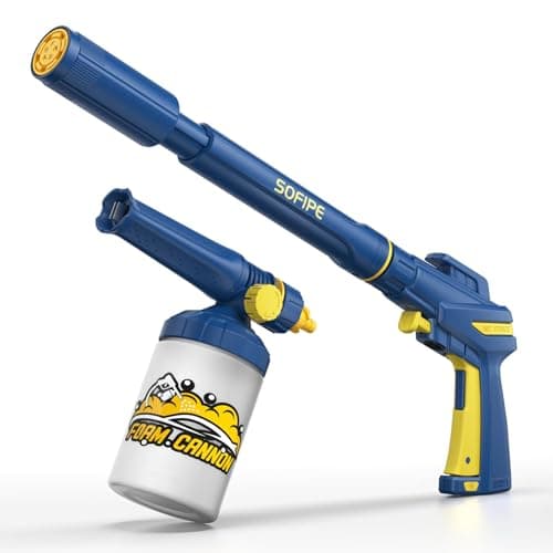 5-in-1 Pressure Washer Gun with Foam Cannon, Built-in 5 Spray Nozzles, M22-14 & M22-15 Adapters, 3/8" Quick-Connect Adapter – Power Washer Gun for Car & Home Cleaning