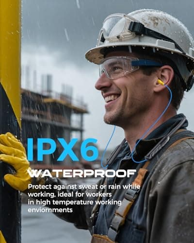 MIPEACE Bluetooth Earplug Headphones, Neckband Wireless Earbuds earplugs-29db Noise Reduction isolating in-Ear earplug Earphones and Controls,IPX6 sweatproof,20+Hour Battery(Blue) 6