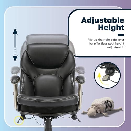 Serta Claremont Ergonomic Executive Office Chair with Back in Motion Technology, Adjustable Mid Back Desk Chair with Lumbar Support, Bonded Leather, Black 9