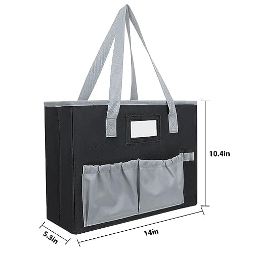 abcxgood Desktop File Organizer Box,Collapsible Hanging Filing Box,Home Office Document Storage Organizer with Front Pocket and Handles, Letter Size Folder. (BLACK) 6