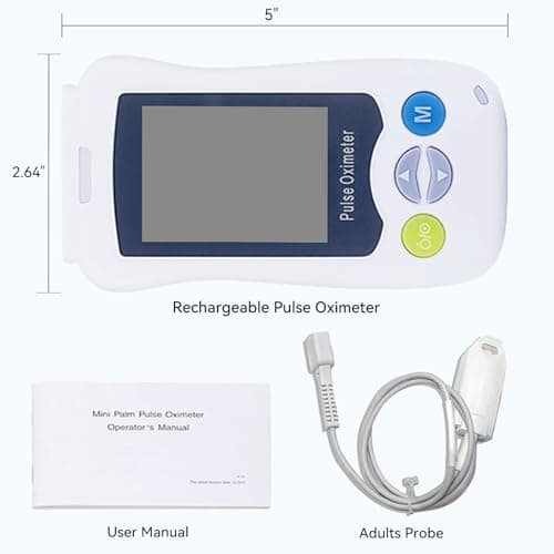 Continuous Pulse Oximeter Fingertip, Medical Grade Accuracy Fast Reading SpO2 Pulse Rate Blood Oxygen Saturation Monitor Handheld 500 Data Storage Overnight Pulse Oximeters with Adjustable Alarm 6