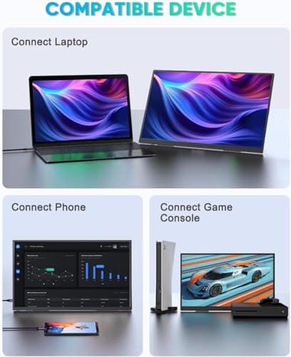 sibolan Portable Monitor 18.5inch 1080P FHD 100Hz Refresh Rate Gaming Monitor, 72% sRGB, IPS Panel, Dual USB-C & Mini-HDMI for Laptop, PC, Phone, Built-in Kickstand, Speakers 7