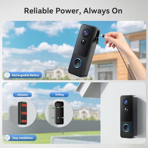 MUBVIEW 2K 3MP 180° Wireless Doorbell Camera No Subscription, Head to Toe View WiFi Security Camera with Chime, Smart Video Doorbel, Battery Powered, AI Motion Detection, Night Vision 7