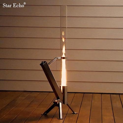 StarEcho Portable Wood Pellet Heater for Outdoor,Patio Pellet Rocket Glass Tube for Yard,Wood Fire Pit with Party(Silver) 6