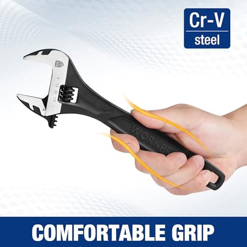 WORKPRO 8" Adjustable Wrench, Black Oxide Wrench 8 Inch with Inch/Metric Scale, Premium Cr-V Steel 7