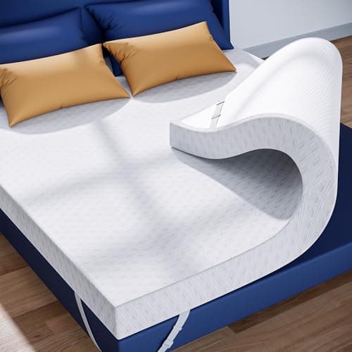 RISAR Memory Foam Mattress Topper Queen Size Bed Topper Queen 3’’ Inch High Density Mattress Cooling Gel Thick Toppers for Back Pain Relief Best Soft Bed with Washable Cover (60x80 Inch)