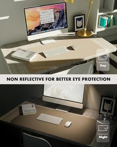 YSAGi Double-Sided Desk Pad, Leather Desk Mat, Eco Cork Desk Pad Protector, Large Mouse Pad for Desk, Waterproof Desk Blotter Pad, Writing Pad for Office/Home(23.6"x13.7",Apricot) 7