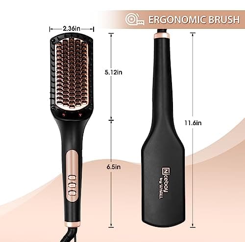 Nicebay Hair Straightener, Negative Ion Hair Brush for Women, Anti-Scald & Auto-Off Feature, Fast Heating & 6 Temp Settings 7