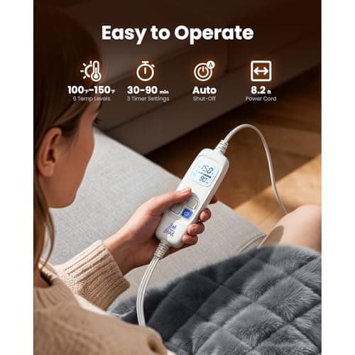 BOB AND BRAD Far Infrared Weighted Heating Pad for Back Pain Relief, FSA-HSA Eligible, 12"x24" Electric Heat Pad With Auto Off, 6 Heat & Hands-Free Strap, Moist Heat Therapy for Neck, Shoulder, Cramps 7