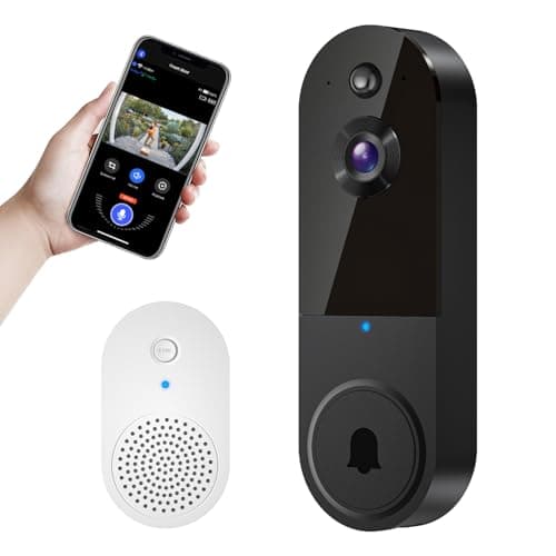 Hubposh Smart Video doorbell Camera Wireless Wi-Fi Cam with Night Vision,Motion Detection, Cloud Storage, Two Way Audio, Chime Ringer Included(Black)