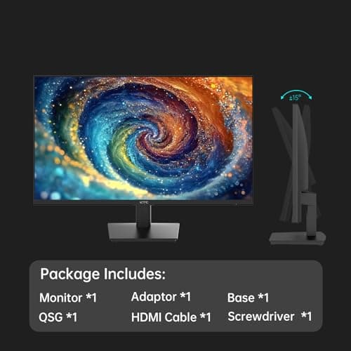 KTC 24 inch Monitor - 1080P Monitor, 100Hz FreeSync Gaming Moniter with HDR10,VESA Mountable, Adjustable Tilt, ZeroFrame Design, HDMI,VGA,Earphone Ports, PC Monitors for Office 9