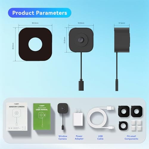 Sirwu Magnetic Window Camera, Window Security Camera with Night Vision, 3MP 2K Indoor Camera for Home Security, OpenAI GPT Enabled, 24/7 Recording, Person/Vehicle Detection, Black 8