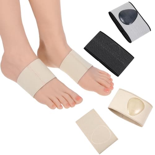 2 Pairs Copper Arch Support Sleeves, 3.8 × 2.36 inches Plantar Fasciitis Braces for Foot Care, Plantar Brace Compression Bands for Flat Feet Heel Spurs Feet Care Pain Relief (S)