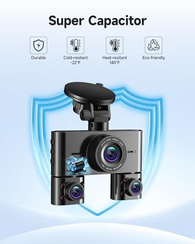 360° Dash Cam Front and Rear Inside, 4 Channel Dash Camera for Cars FHD 1080Px4, Built-in Wi-Fi, 3.16” IPS Screen, WDR Night Vision, Voice Control, Included 64GB Card, 24H Parking Mode 9