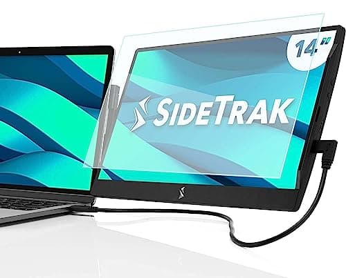 SideTrak Swivel 14" Attachable Portable Monitor Extender, FHD TFT Laptop Dual Screen with Kickstand + Unique Swivel Hinge, Compatible with Mac, PC, Chrome, USB or Mini HDMI Port Power (w/Protector)