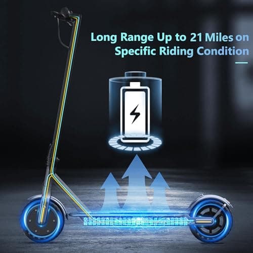 VOLPAM Electric Scooter, 350W/500W Powerful Motor, 8.5"/10" Solid Tires, 19/21Mph, 28/23/21/16 Miles Max Range, Dual Braking 5