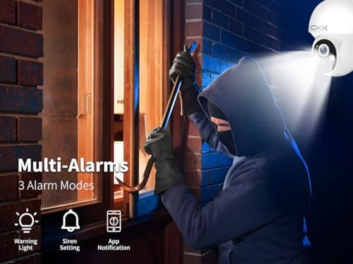 CKK Wireless Cameras for Home/Outdoor Security, Solar Security Cameras Wireless Outdoor 355°PTZ, 4MP 2.5K WiFi Camera with Spotlight, PIR Sensor, Siren, Color Night Vision, 2-Way Talk, SD/Cloud 6
