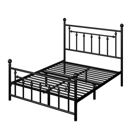Allewie 14 Inch Queen Size Metal Platform Bed Frame with Victorian Vintage Headboard and Footboard/Mattress Foundation/Under Bed Storage/No Box Spring Needed/Easy Assembly/Noise Free/Black 9