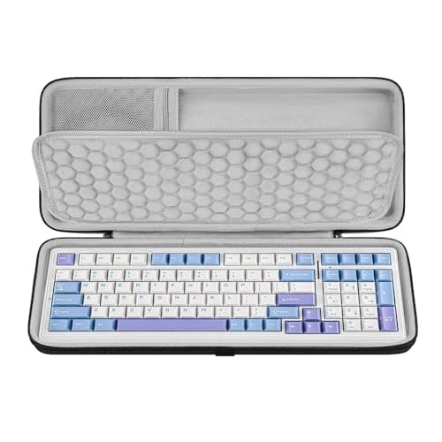 Geekria 90%-96% 100 Keys Keyboard Hard Shell Case, Compatible with Aula F99, RedThunder K95, Keychron K4 Pro/ V5 Max, Corsair Vanguard 96, EVA Travel Carrying Bag (Dark Grey)