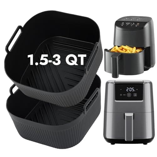 BYKITCHEN Small Silicone Air Fryer Liners for 1.5 to 3 QT Airfryer, 5.5in Mini Reusable Airfryer Silicone Liner, Compatible with CHEFMAN 2 Quart, Cosori 2.1QT, Dash 2.6Qt, Instant Vortex 2QT Air Fryer