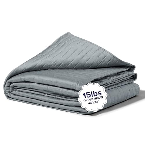 Gravity Weighted Cooling Blanket, Twin/Throw (15lbs, Grey) - Cooling Blankets for Hot Sleepers - Silky-Soft Ultra-Breathable Premium Lyocell Cover for Adults - Machine Washable, 48" x 72"