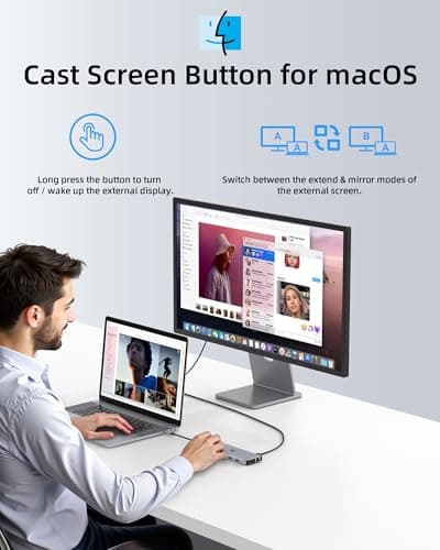 13 in 1 USB C Docking Station - Dual Monitor, Triple Display, 8 USB C/A Ports, Ethernet, Audio - LIONWEI USB C Hub for MacBook,Dell,HP,Lenovo,Surface 9