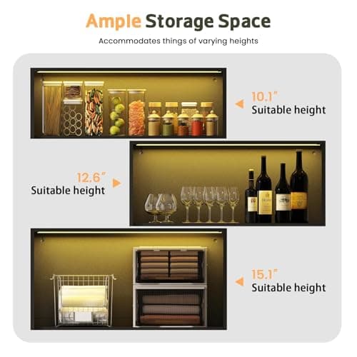 Lamtor Display Cabinet with Glass Doors - 67" Curio Cabinet for Collectibles with RGB LED Lights and 2 Drawers, 4 Tier Glass Display Case for Living Room, Office, Black 7