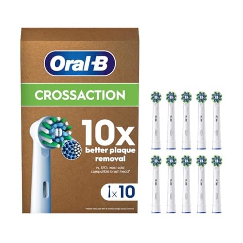 Oral-B Pro Cross Action Toothbrush Heads for Electric Toothbrush, Pack of 10, Suitable for a Post Box