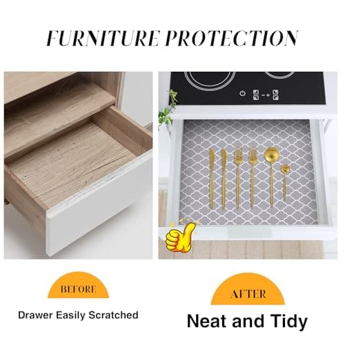 Glotoch Shelf Liner for Kitchen Cabinets Non Adhesive, 12" x20FT(240 Inch) Non Slip Drawer Liners, Waterproof Shelf Paper Closet Liners for Refrigerator Gray 5