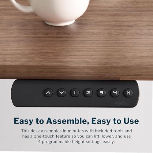 Vari Electric Standing Desk - 60x30 VariDesk, Adjustable Height Stand Up Computer Desk - Dual Motor with Memory Presets, Stable T-Style Legs- Home Office Essentials - Walnut 6